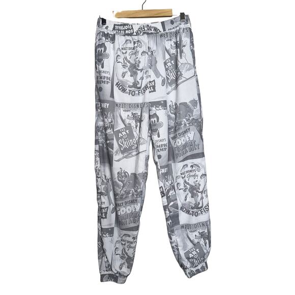 Disney Mickey Goofy 90th Anniversary Track Pants Gray White Graphic Print Small - Picture 1 of 7